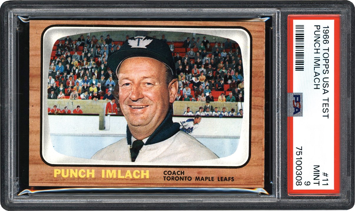 Hockey Cards - 1966 Topps USA Hockey Test #11 Punch Imlach PSA MINT 9 (Pop 4)