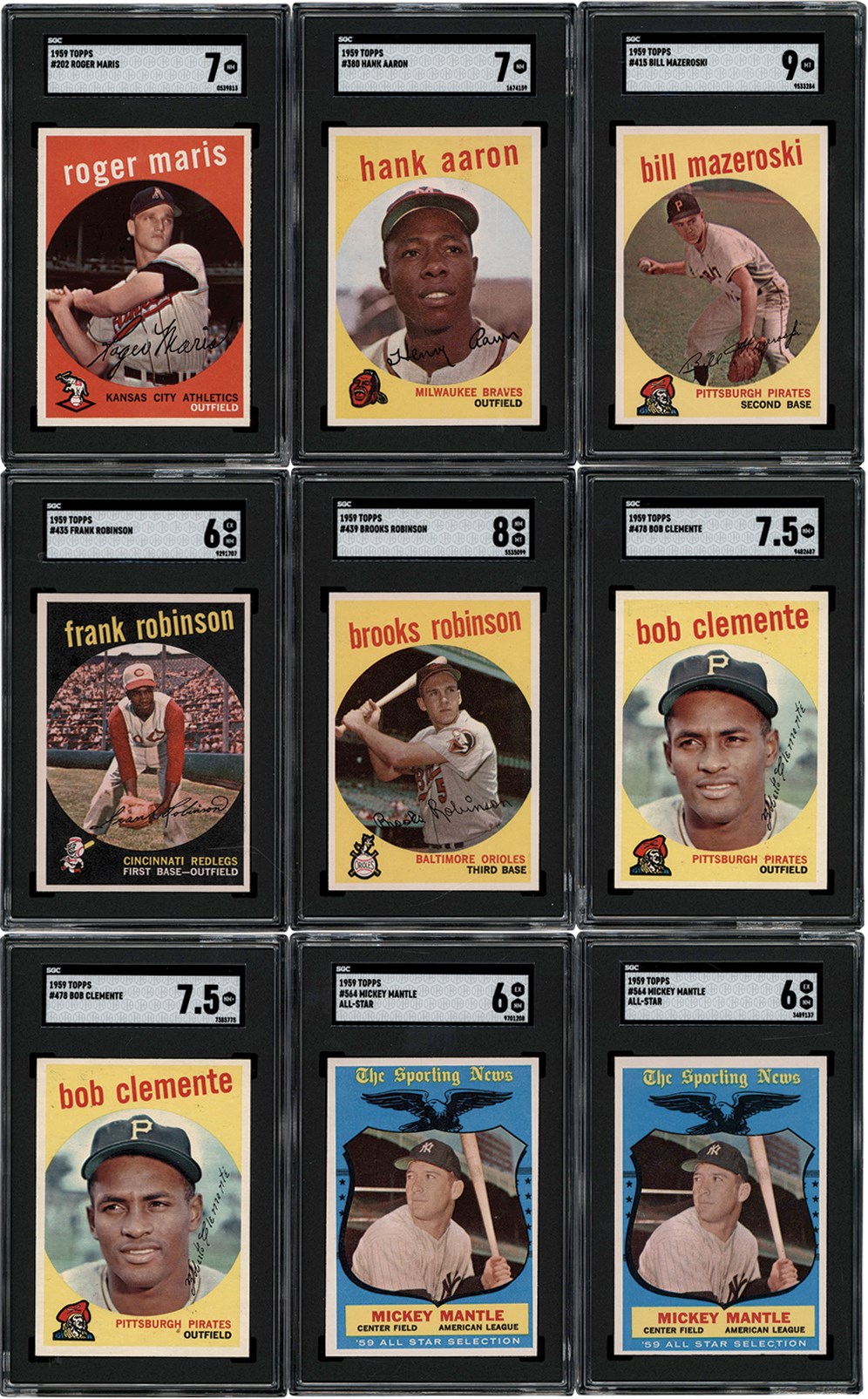- 1959 Topps Hall of Fame Collection w/(2) Roberto Clemente SGC 7.5 (89)