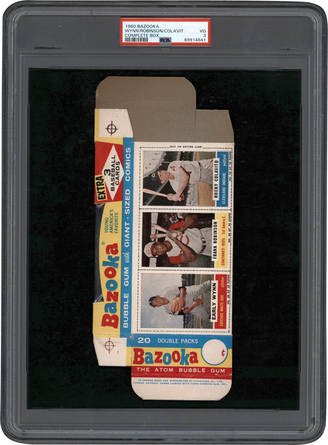 1960 Bazooka Bubble Gum Complete Box w/Wynn, F. Robinson, & Colavito PSA VG 3