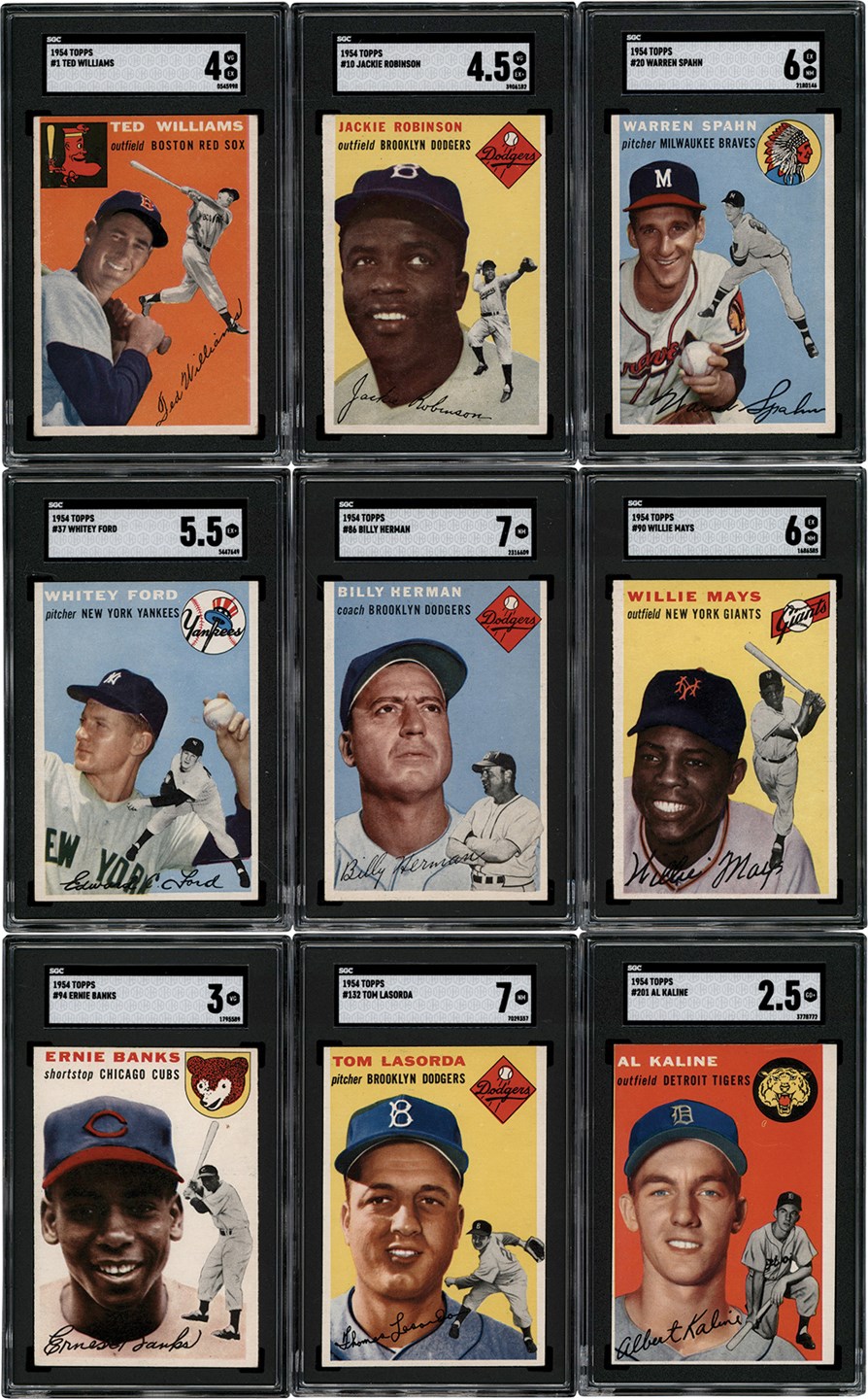 - 1954 Topps Baseball Partial Set w/SGC Mays, Banks, & Robinson (200/250)