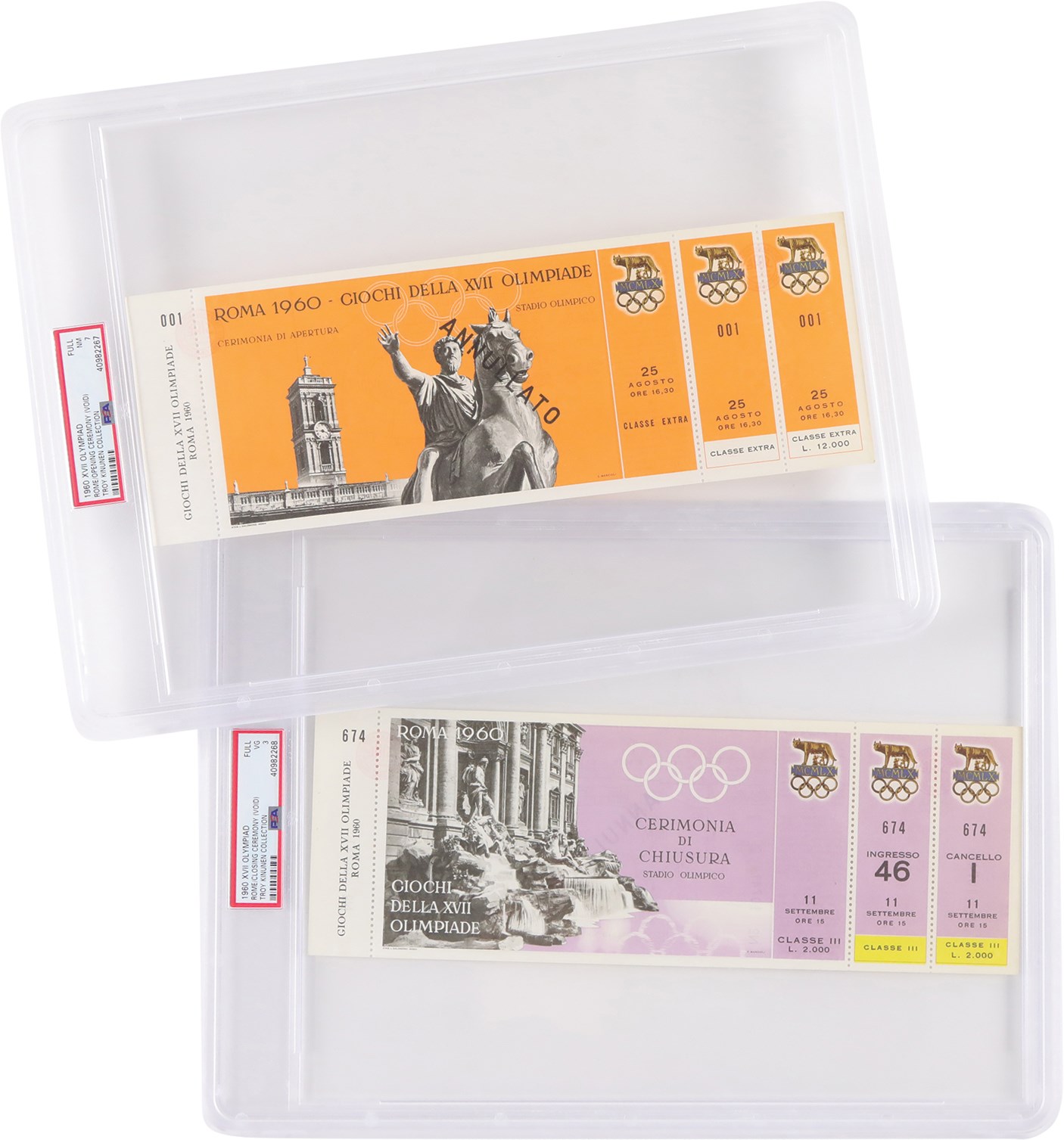 1960 Rome Summer Olympics Opening & Closing Ceremonies Full Ticket Collection (PSA)