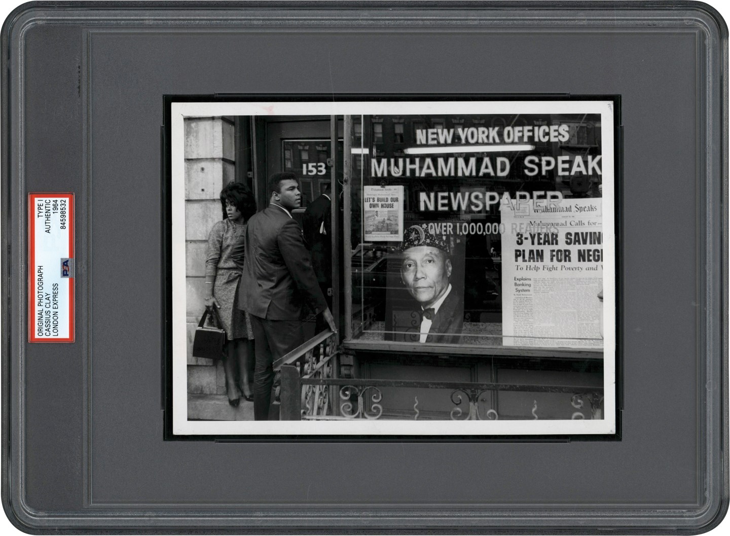 1964 Cassius Clay & Sonji Roi Visit "Muhammad Speaks Newspaper" Original Photograph (PSA Type I)