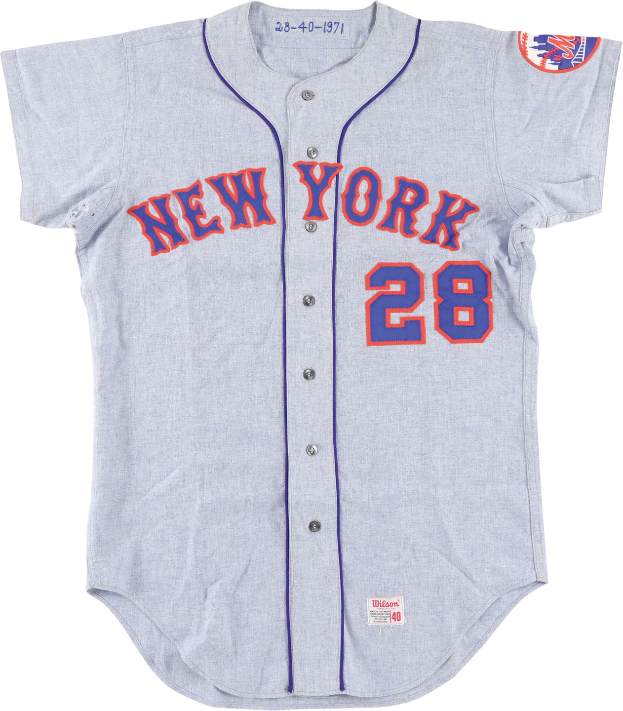 Baseball Equipment - 1971 John Milner Rookie New York Mets Game Worn Jersey