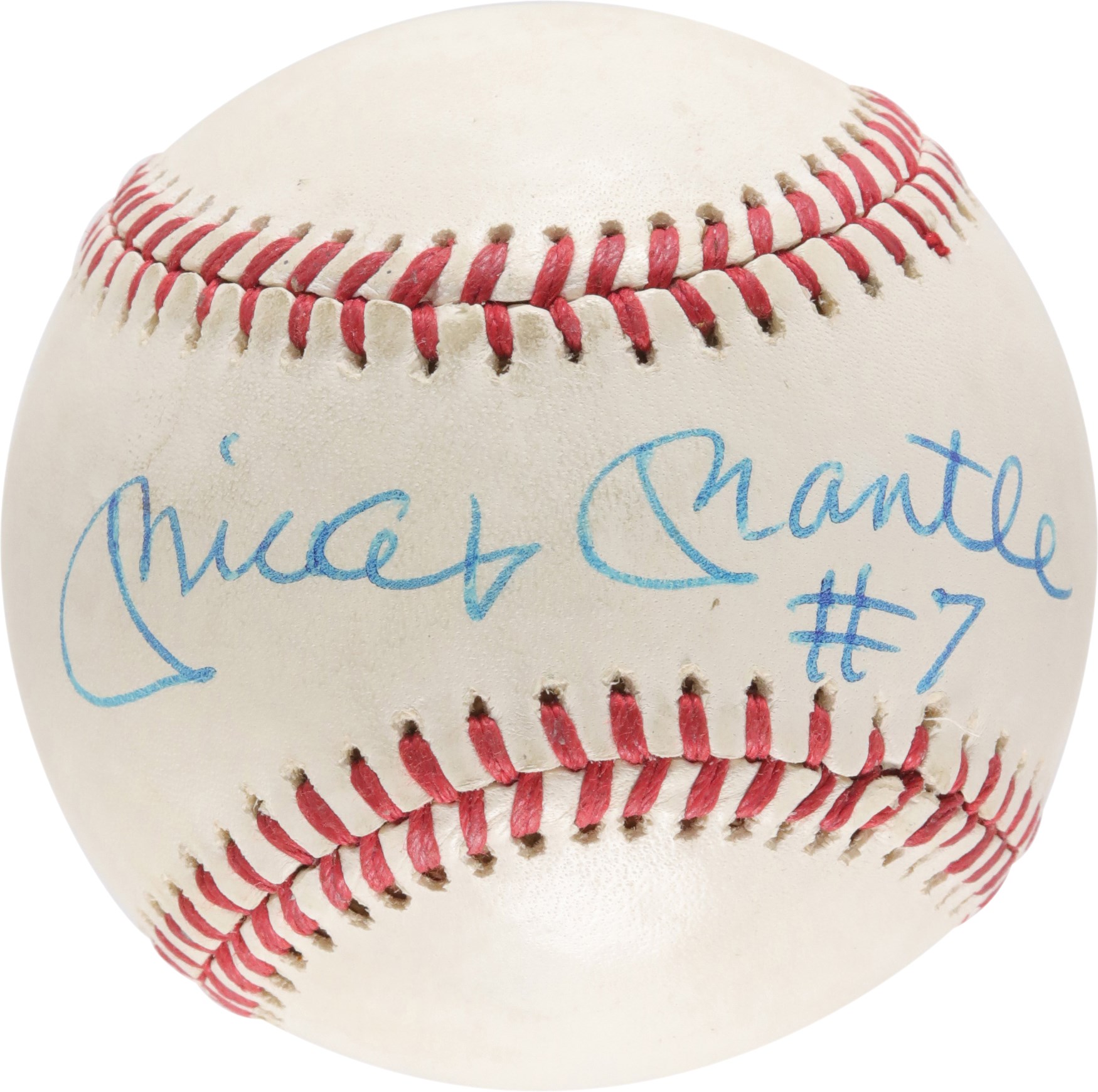 Baseball Autographs - Mickey Mantle "#7" Single-Signed Baseball (JSA)