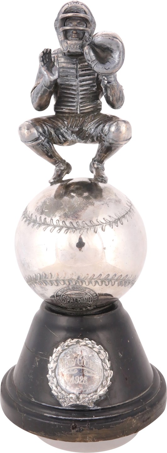 Baseball Awards - 1928 Spalding Catcher's Trophy Attributed to Mickey Cochrane