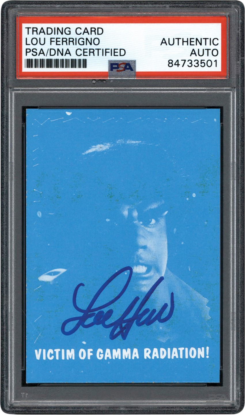 Non-Sports Cards - 1979 Topps The Incredible Hulk #87 Original Color Separation Signed by Lou Ferrigno Topps Vault PSA/DNA Authentic Auto