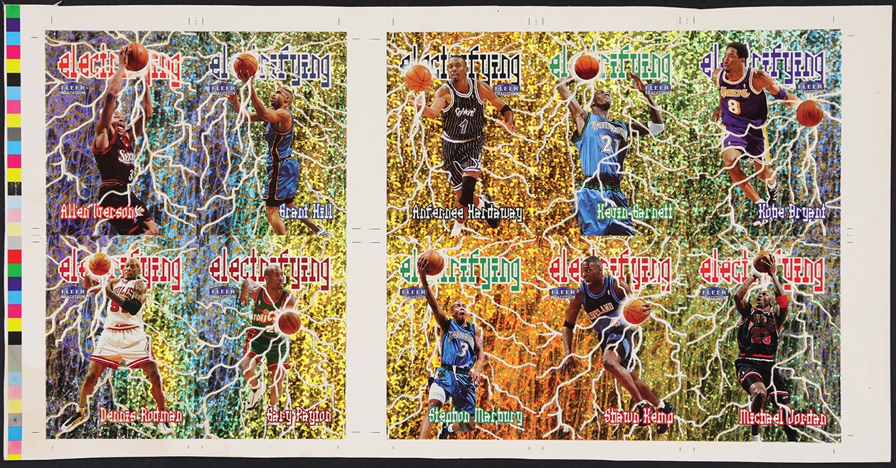 Basketball Cards - 1998-1999 Fleer Tradition Electrifying Insert Uncut Sheet w/Michael Jordan & Kobe Bryant