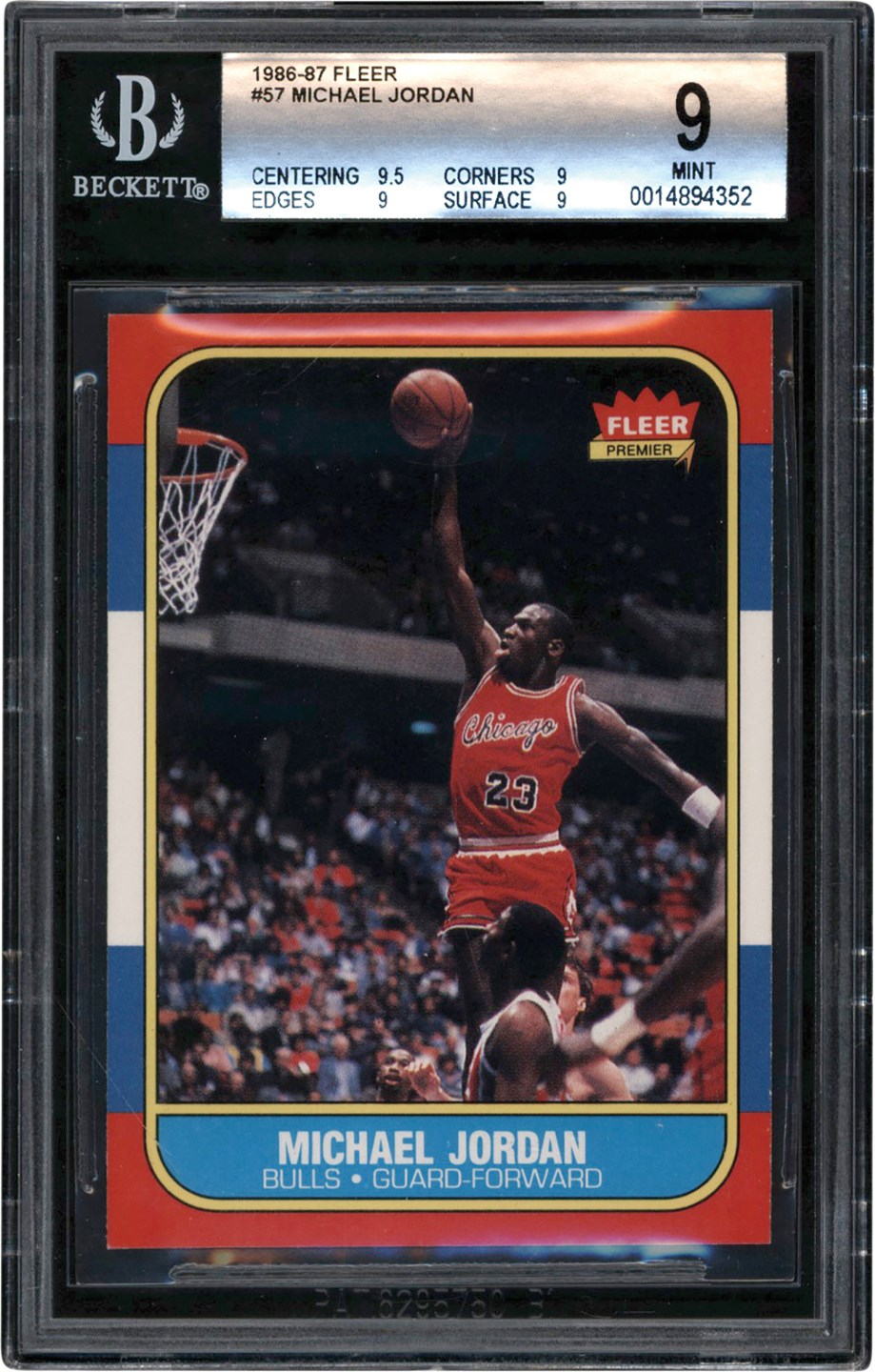 Basketball Cards - 1986-1987 Fleer Basketball #57 Michael Jordan Rookie w/9.5 Centering BGS MINT 9