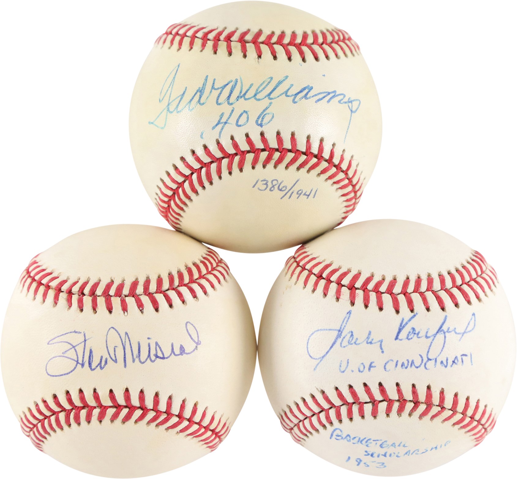 HOFers & Stars Single-Signed Baseball Collection w/Rare Williams & Koufax Inscriptions (14)