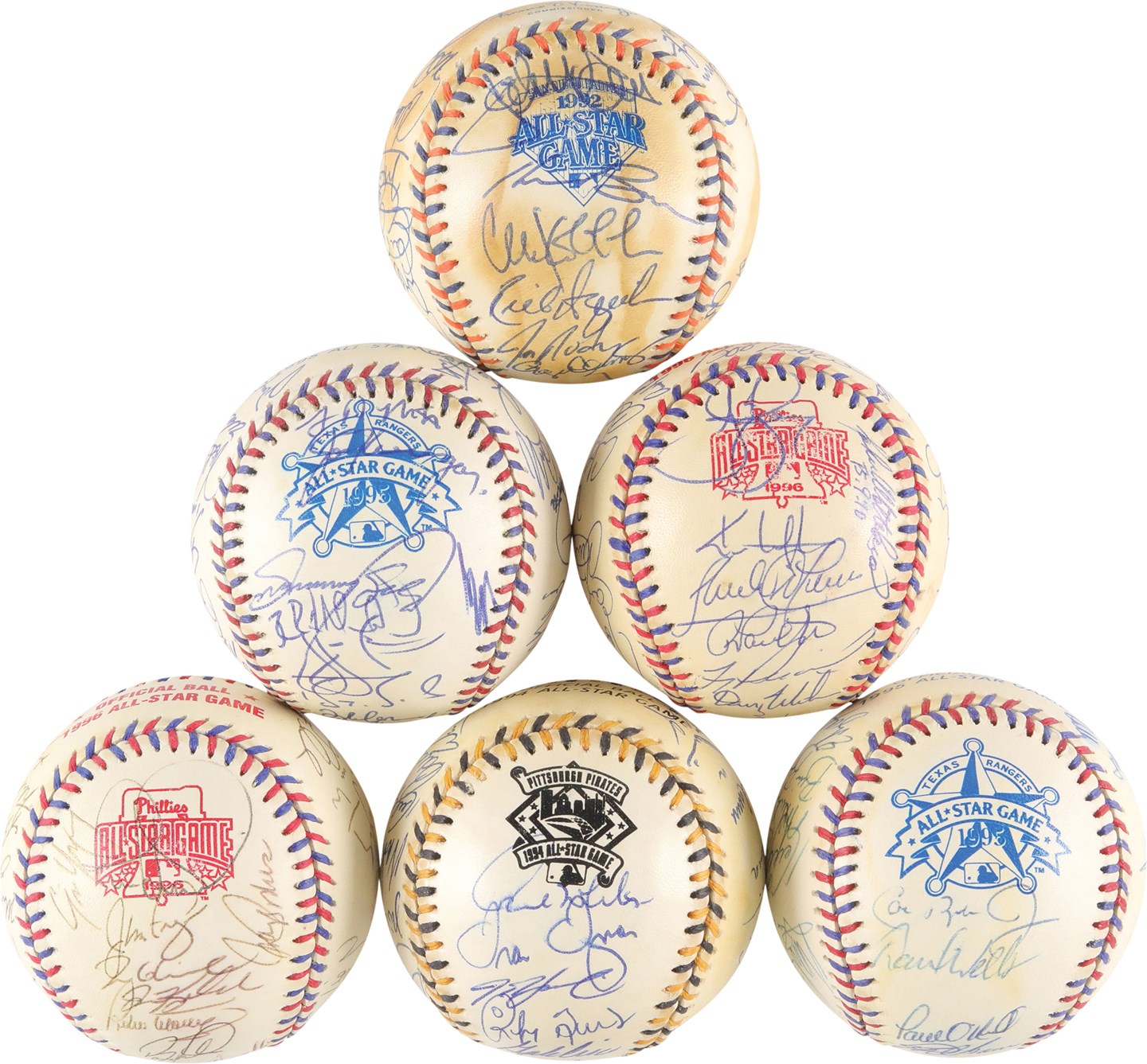 - 1992-96 All-Star Game Team-Signed Baseball Collection (6)