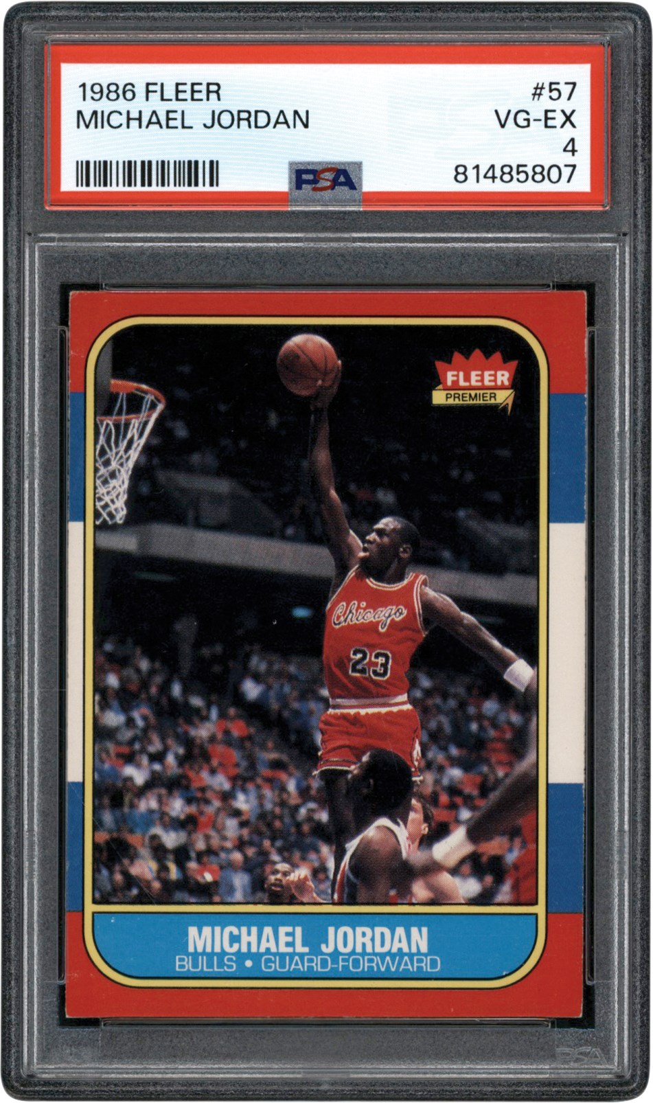 Basketball Cards - 1986-1987 Fleer Basketball #57 Michael Jordan Rookie PSA VG-EX 4