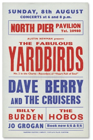 1965 The Fabulous Yardbirds Handbill