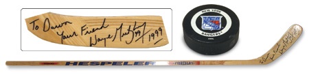 - Signed Game Puck & Stick from Wayne Gretzky’s Last Game