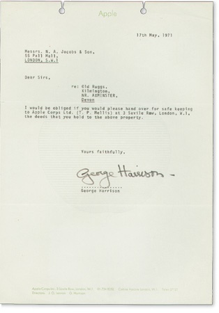 - George Harrison Signed Apple Letter (8x11.5”)