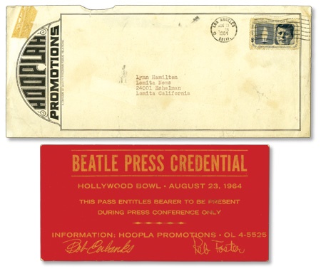 - The Beatles Hollywood Bowl Press Pass with Envelope