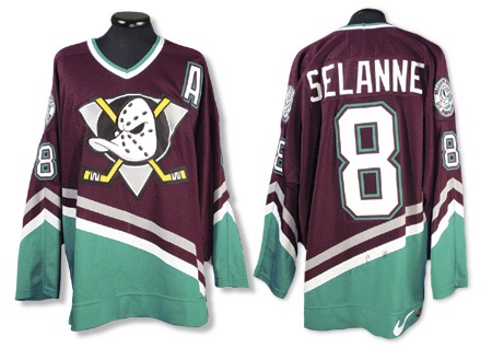 - 1990’s Teemu Selanne Anaheim Mighty Ducks Game Worn Jersey