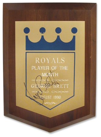 - 1990 George Brett Signed Player of the Month Award Plaque