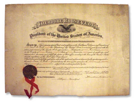 - 1902 Theodore Roosevelt Signed Document as President