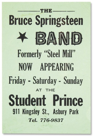 - The Bruce Springsteen Band at the Student Prince Handbill.