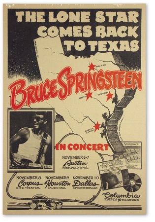 - 1974 Bruce Springsteen Lone Star Concert Poster (21x14”)