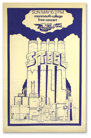 - 1970 Steel Mill Monmouth College “Free Concert” Poster (23x14”)