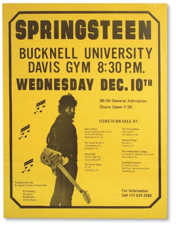 - Bruce Springsteen Bucknell University Concert Poster (23x17”)