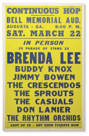 - Buddy Knox and Brenda Lee Concert Poster (14x22”)