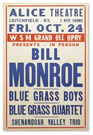 - 1958 Bill Monroe “Grand Ole Opry” Concert Poster (3)
