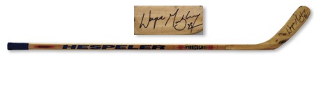- 1990’s Wayne Gretzky Autographed Game Used Hespeler Stick