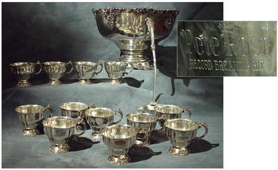 - Pete Rose 4,192 Presentational Punch Bowl and Goblets