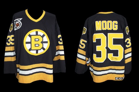 - 1991-92 Andy Moog Boston Bruins Game Worn Jersey