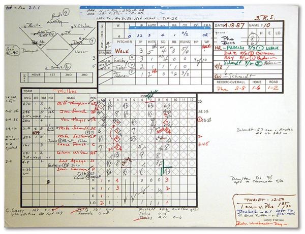 - Mike Schmidt 500th Home Run Official Scorer Sheet