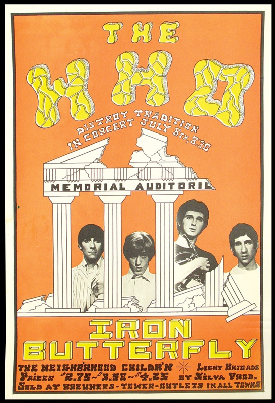 - 1968 The Who at Memorial Auditorium Concert Poster (17.5x11.5")