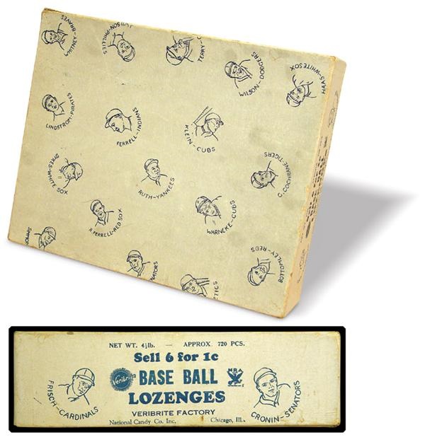 - 1930’s Baseball All Stars Lozenges Box with Babe Ruth