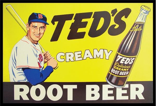 - Large Ted Williams Root Beer Advertising Sign (20x30")