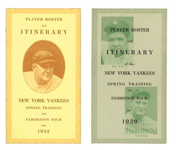 - 1930 & 1932 New York Yankees Spring Training Rosters (2)