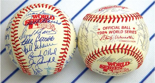 - 1984 World Champion Detroit Tigers & San Diego Padres Team Signed Baseballs (2)