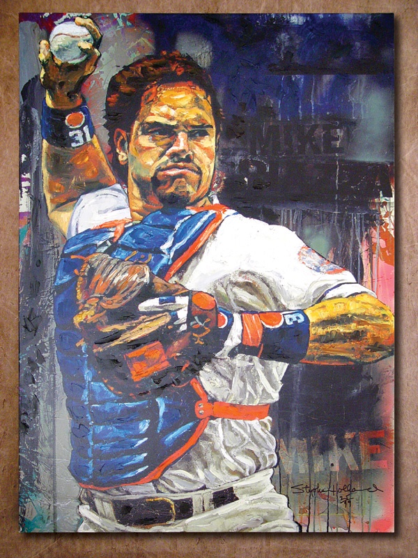 Baseball Art - Mike Piazza Print by Steve Holland (28x42")