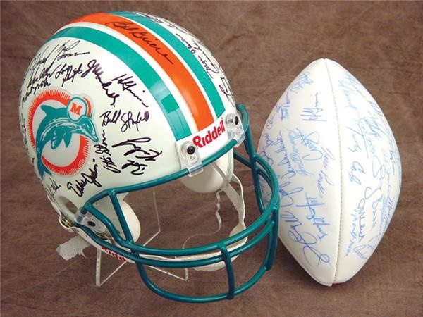 1972 Miami Dolphins Signed Reunion Helmet and Football