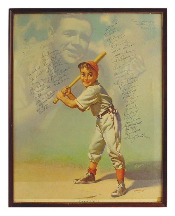- 1950 Whiz Kids and Philadelphia Athletics Signed Medcalf Print (23x29")