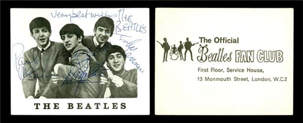 - Extraordinary "Beatles Fan Club" Signed Photo Card (5.5x4.25")