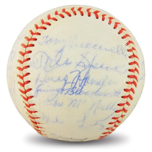 - 1953 Cleveland Indians Team Signed Baseball with Speaker