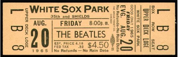 - The Beatles 1965 Chicago Full Ticket (1.5x4.25")
