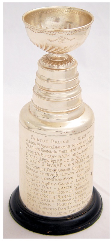 - Charles Mulchay’s 1969-70 Boston Bruins Stanley Cup Trophy (13”)