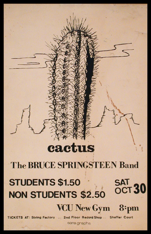 Bruce Springsteen - Bruce Springsteen Cactus 1971 VCU Poster
