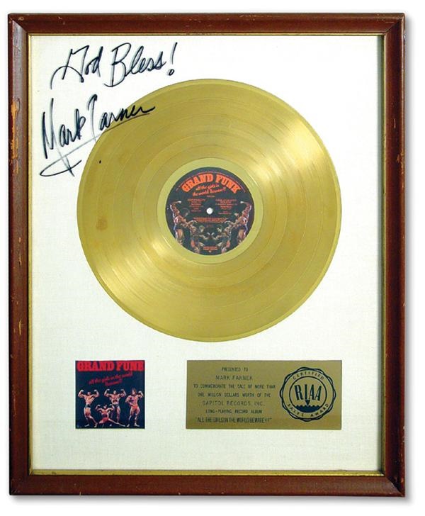 - Grand Funk Signed "All the Girls in the World Beware!!!" Gold Record Award (17.5x32.5")