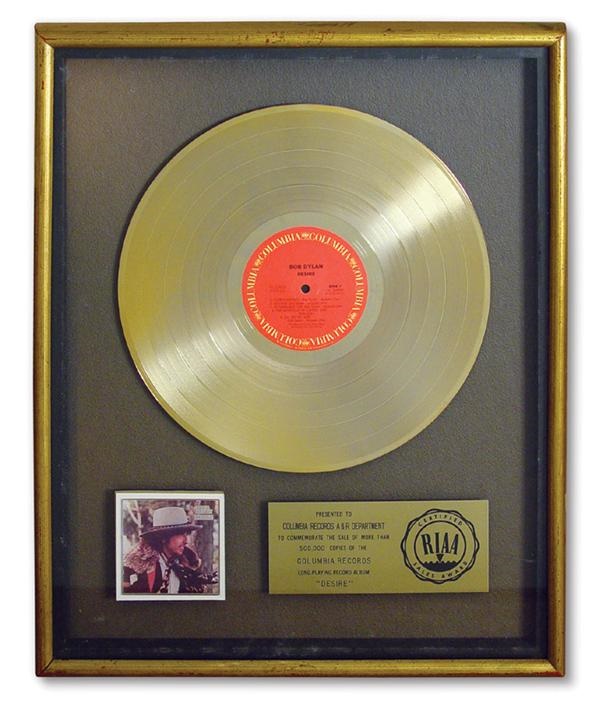 - Bob Dylan "Desire" Gold Record Award (17x21")