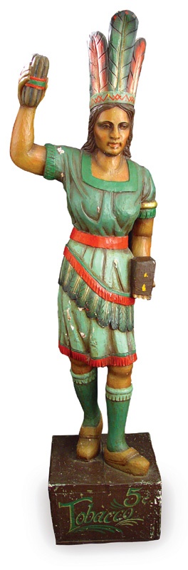 - Handcarved Cigar Store Indian of Female (72” tall)