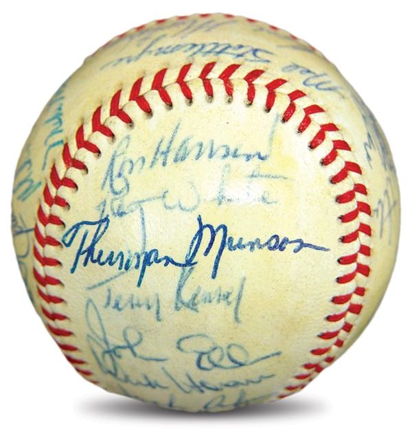 - 1970 New York Yankees Team Signed Baseball with Rookie Thurman Munson