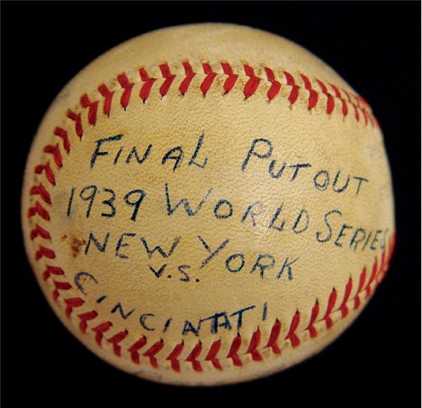- 1939 World Series Final Out Baseball Inscribed by Frank Crosetti